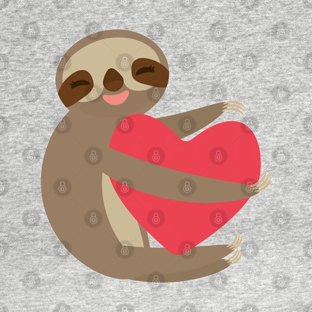 Cute sloth with red heart 2 by EkaterinaP